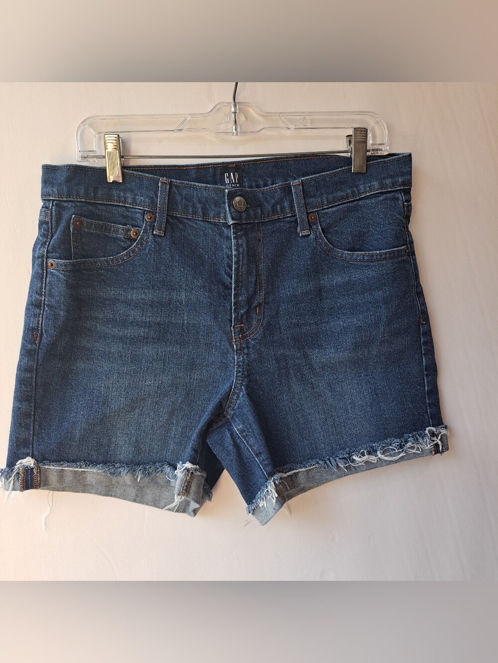 GAP Blue Denim Frayed Hem Jean Shorts